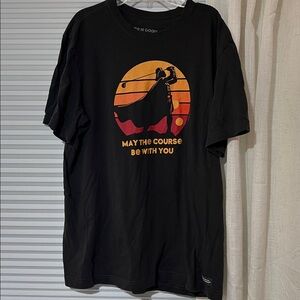 Life Is Good Black Tee with Darth Vader golf Graphic size L
